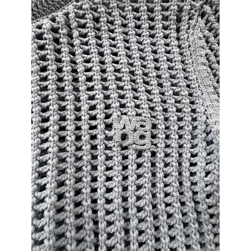 Alexander wang Sweater Cardigan Womens XS Blue Knit Cropped Crewneck Logo - Picture 2 of 7